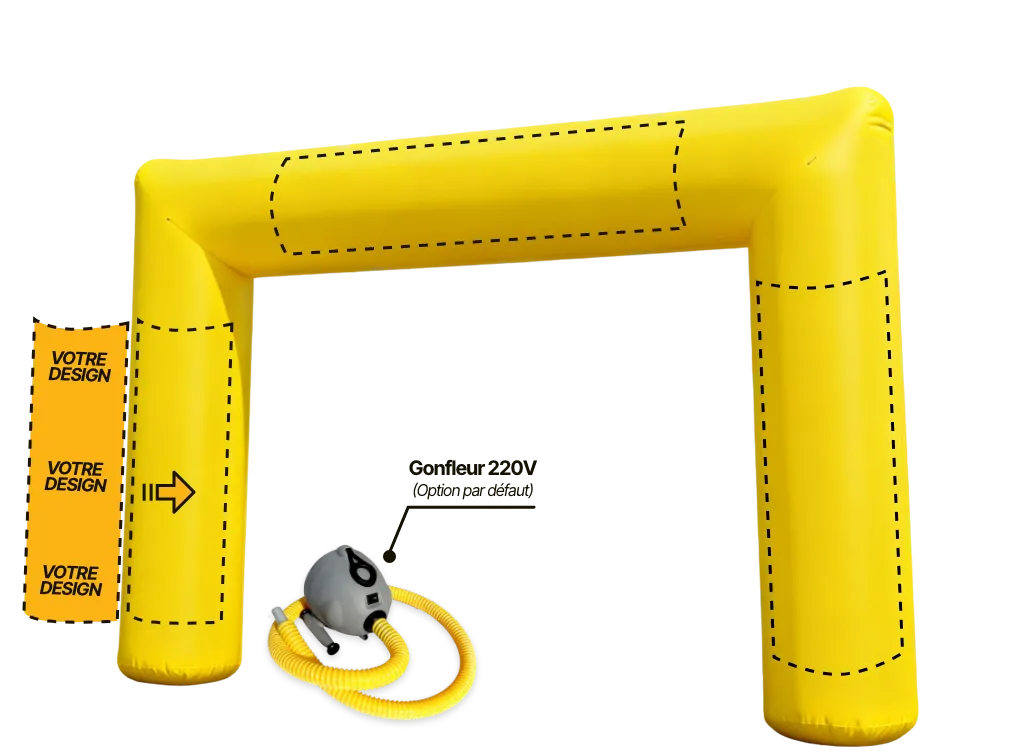 Arche publicitaire droite à air captif (AC), coloris jaune (Pantone 109 C)