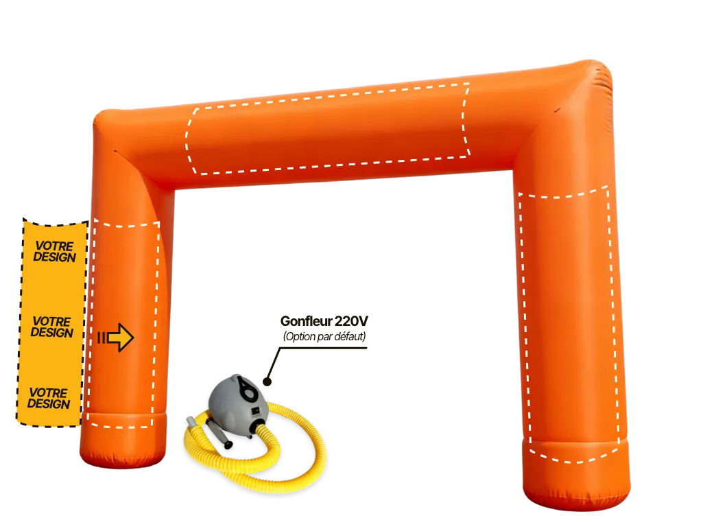 Arche publicitaire droite à air captif (AC), coloris orange (Pantone 1505 C)