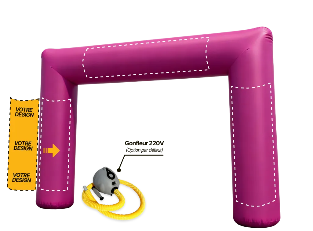 Arche publicitaire droite à air captif (AC), coloris violet (Pantone 214 C)