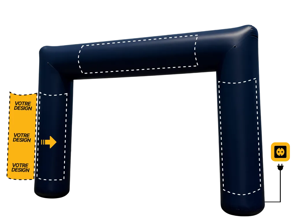 Arche publicitaire droite auto-ventilée (AV), coloris bleu foncé (Pantone 655 C)