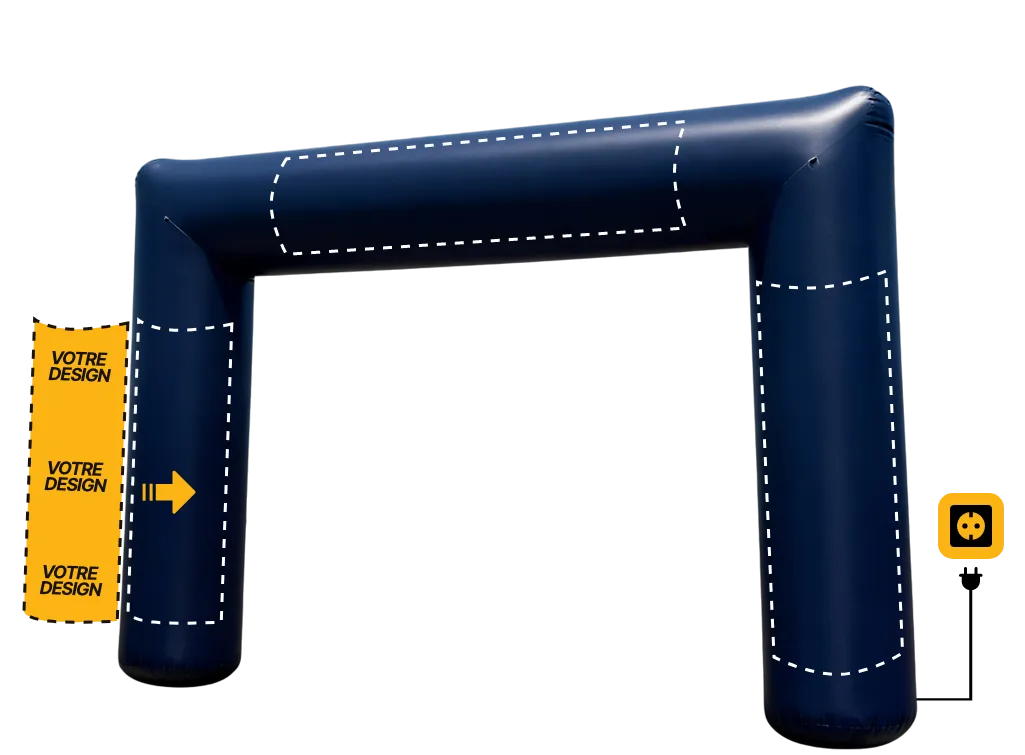 Arche publicitaire droite auto-ventilée (AV), coloris bleu moyen (Pantone 287 C)