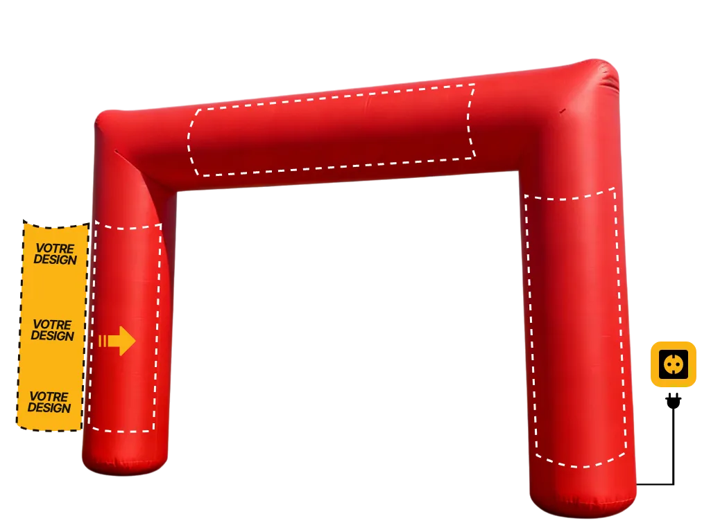 Arche publicitaire droite auto-ventilée (AV), coloris rouge (Pantone 186 C)
