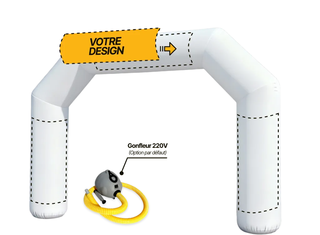 Arche publicitaire polygone à air captif (AC), coloris blanc (Pantone WHITE)