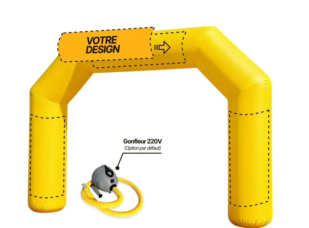 Arche publicitaire polygone à air captif (AC), coloris jaune (Pantone 109 C)