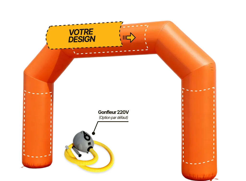 Arche publicitaire polygone à air captif (AC), coloris orange (Pantone 1505 C)