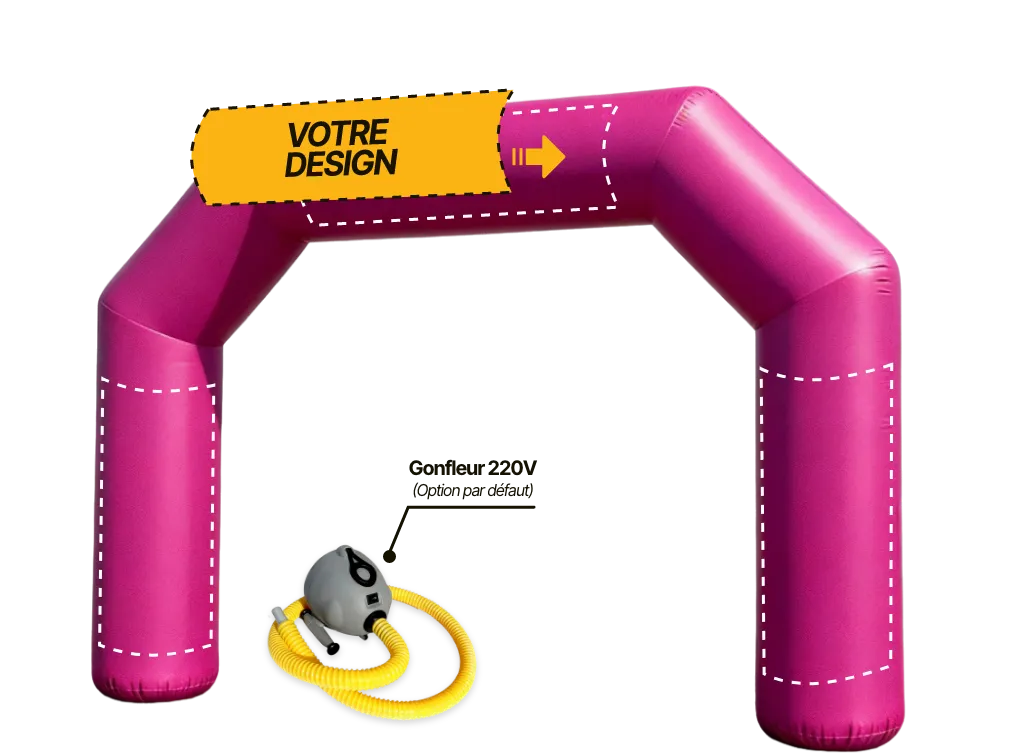 Arche publicitaire polygone à air captif (AC), coloris violet (Pantone 214 C)