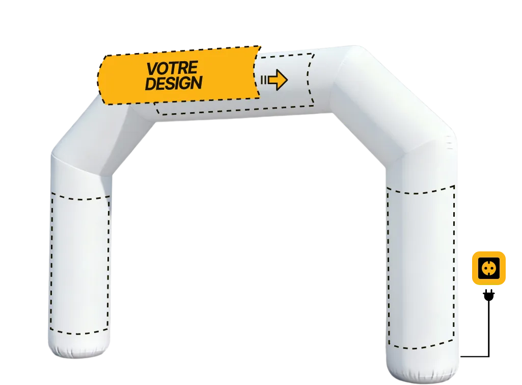 Arche publicitaire polygone auto-ventilée (AV), coloris blanc (Pantone WHITE)