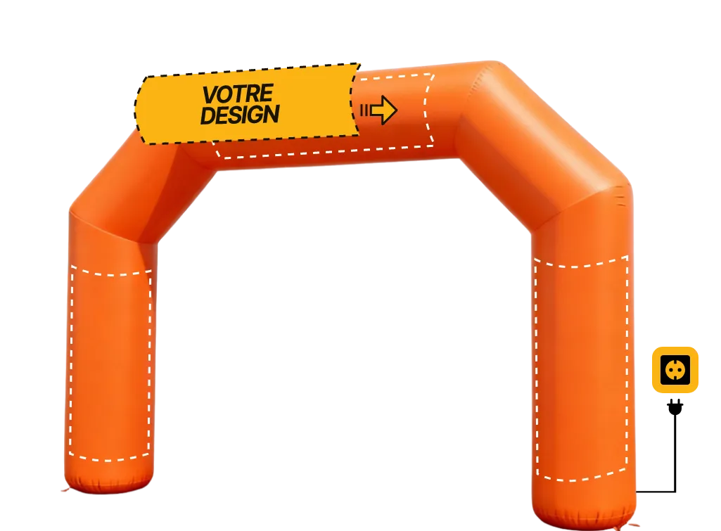 Arche publicitaire polygone auto-ventilée (AV), coloris orange (Pantone 1505 C)