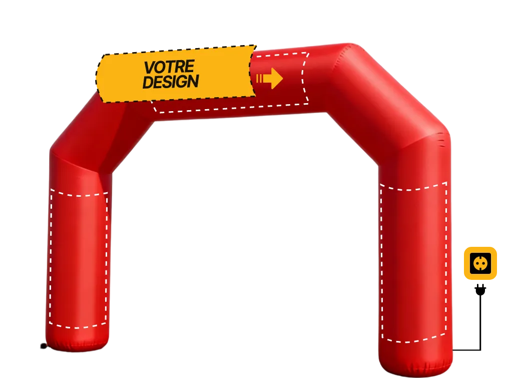 Arche publicitaire polygone auto-ventilée (AV), coloris rouge (Pantone 186 C)