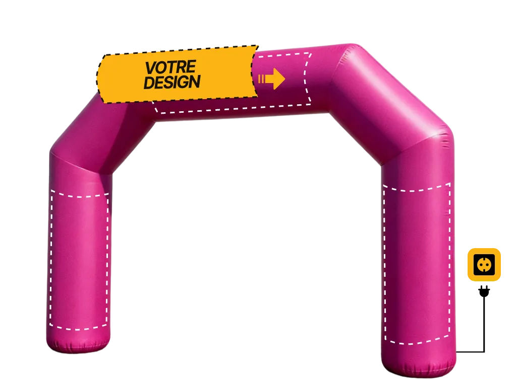 Arche publicitaire polygone auto-ventilée (AV), coloris violet (Pantone 214 C)
