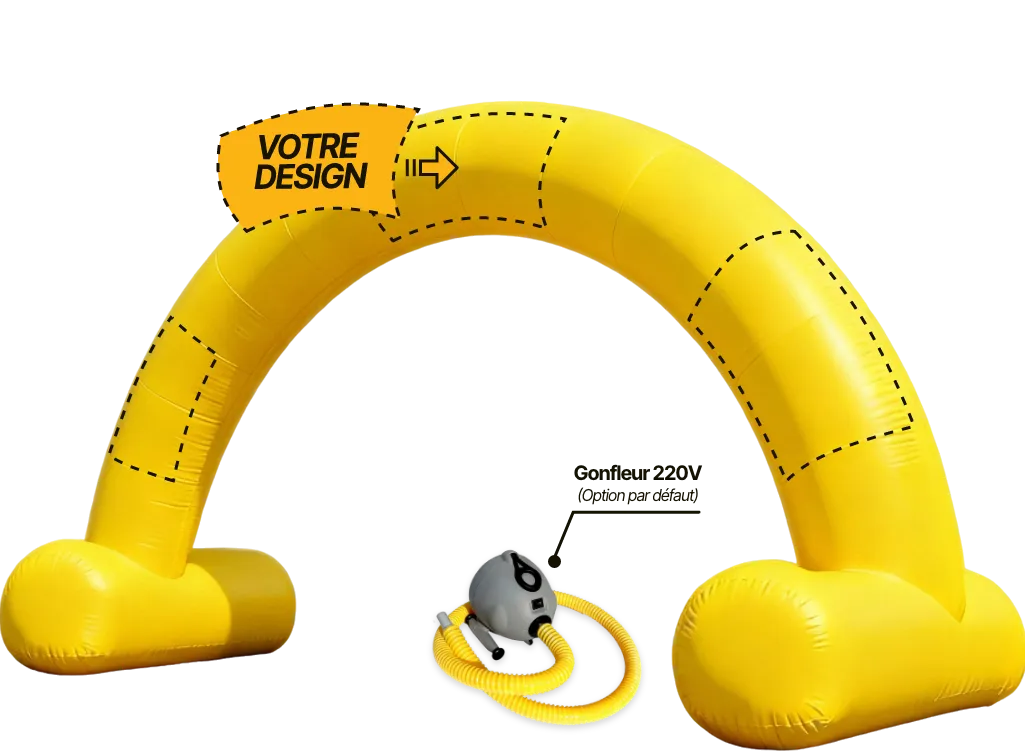 Arche publicitaire ronde à air captif (AC), coloris jaune (Pantone 109 C)