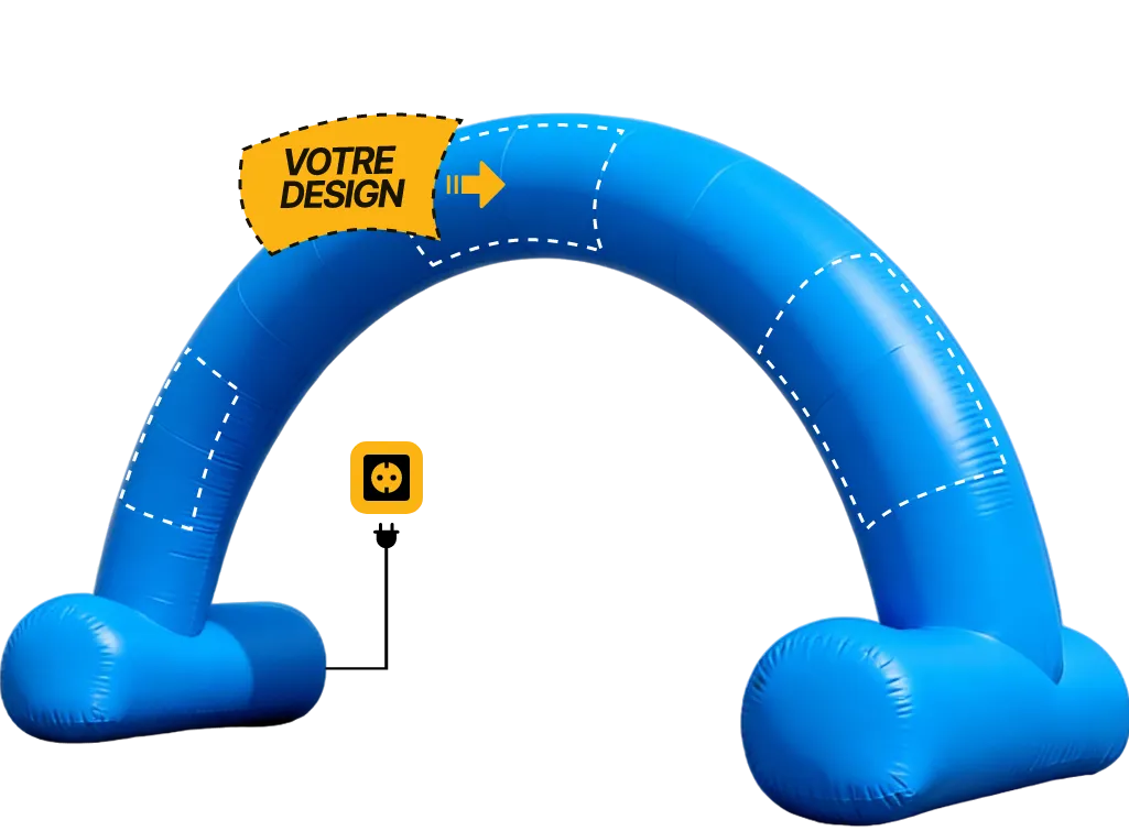 Arche publicitaire ronde auto-ventilée (AV), coloris bleu (Pantone 2925 C)