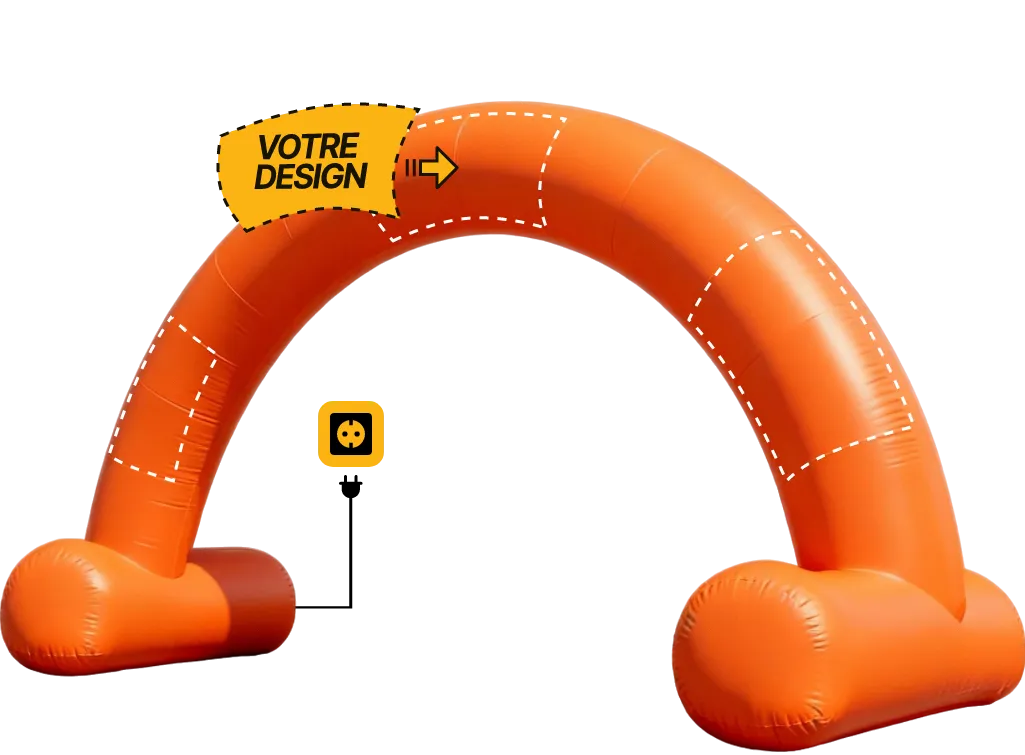 Arche publicitaire ronde auto-ventilée (AV), coloris orange (Pantone 1505 C)