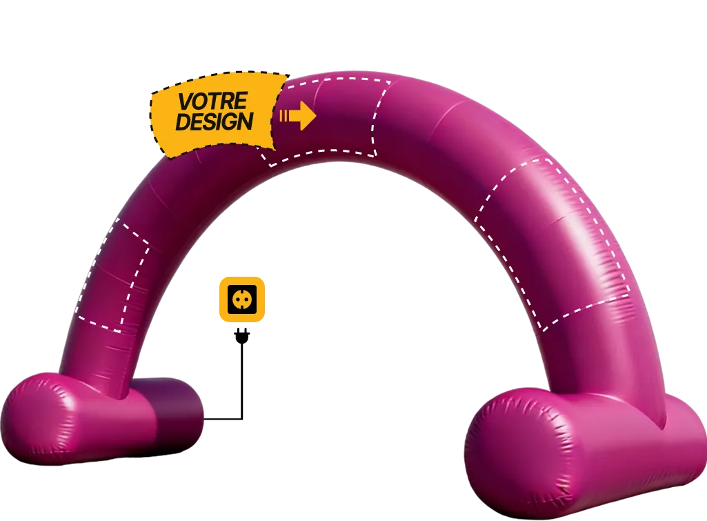 Arche publicitaire ronde auto-ventilée (AV), coloris violet (Pantone 214 C)