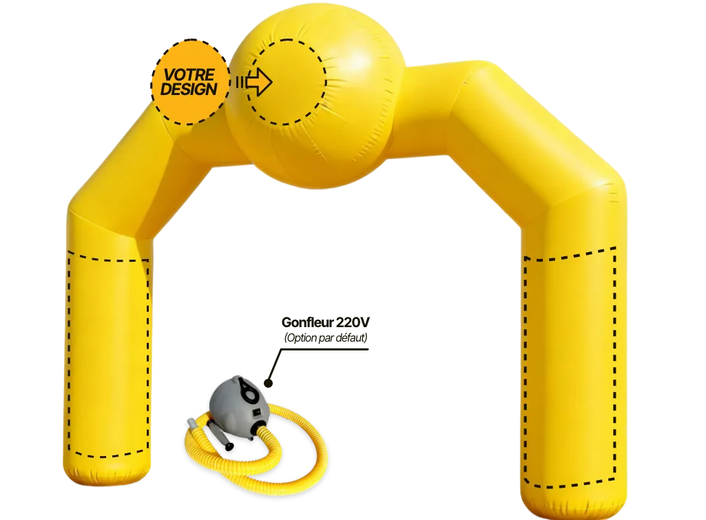 Arche publicitaire spéciale à air captif (AC), coloris jaune (Pantone 109 C)