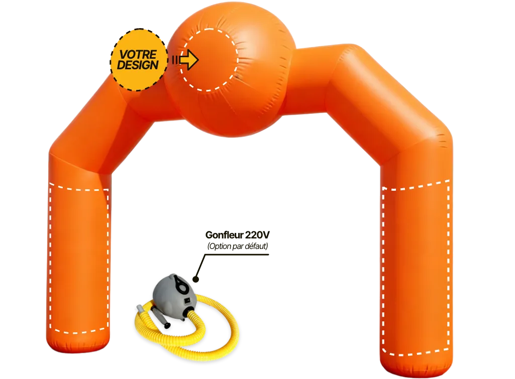 Arche publicitaire spéciale à air captif (AC), coloris orange (Pantone 1505 C)