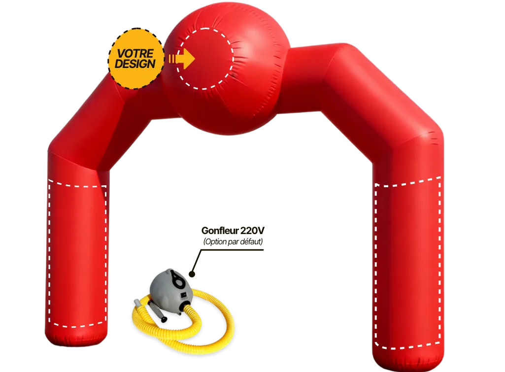 Arche publicitaire spéciale à air captif (AC), coloris rouge (Pantone 186 C)