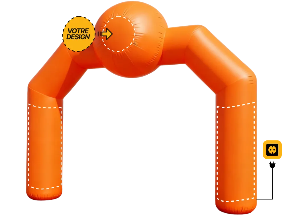 Arche publicitaire spéciale auto-ventilée (AV), coloris orange (Pantone 1505 C)